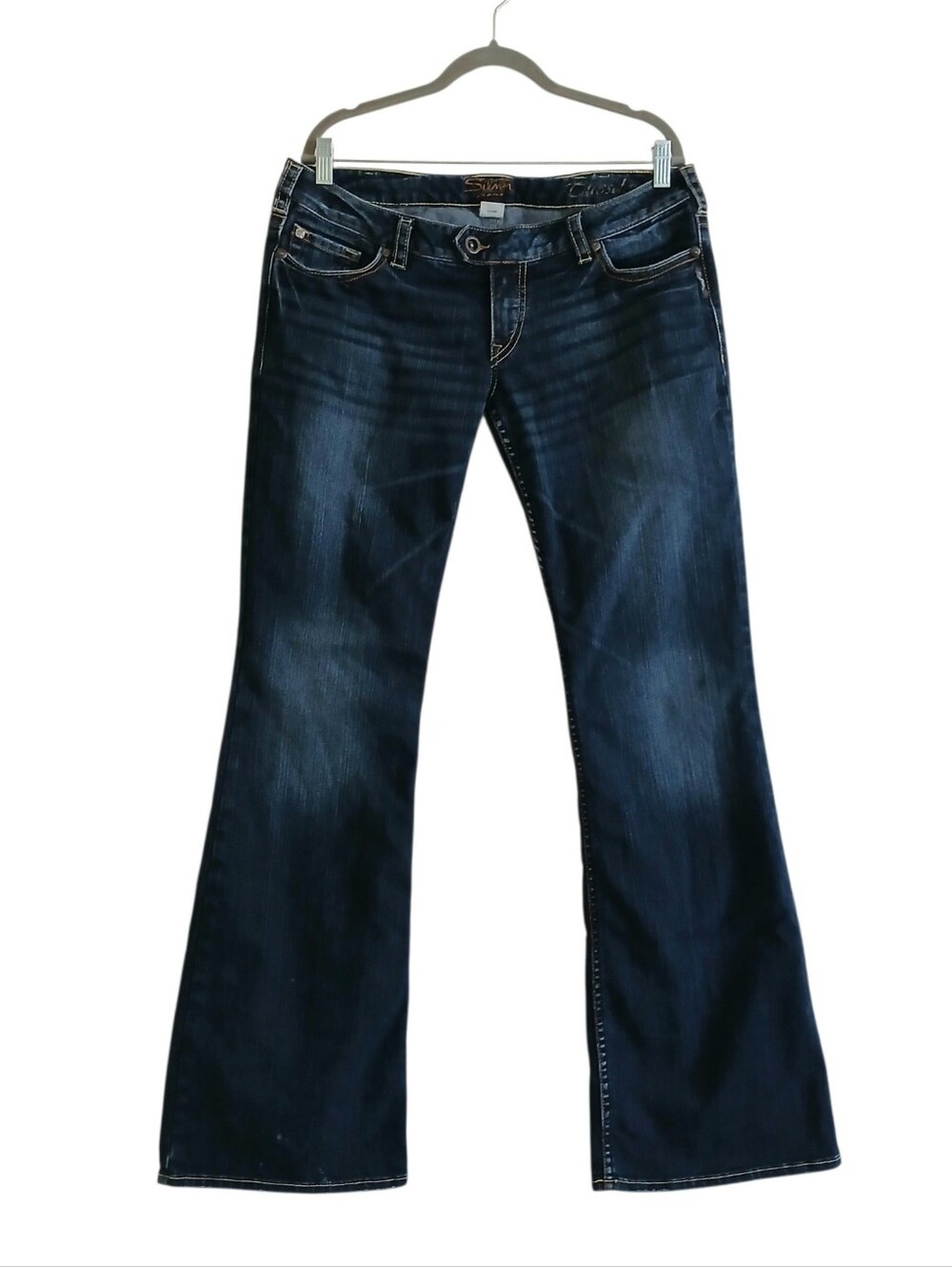 SILVER Tuesday Low Rise Bootcut Embroidered Pocket Jeans Women's 35 Dark Wash